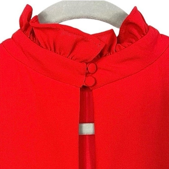 Elliatt Women's Red Sonnet Tiered Ruffle Mock Neck Mini Dress M Wedding Guest - Picture 7 of 10